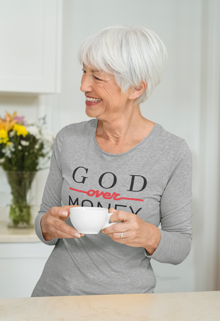 God Over Money - Ladies' Long Sleeve Shirt